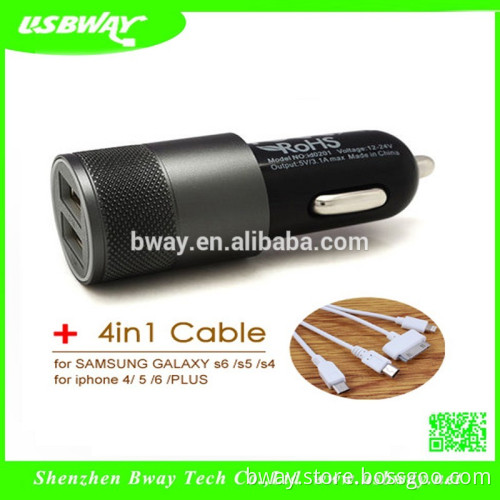 Factory Custom Made QC 2.0 Car Charger 4.8A 36W Dual Car USB Charger Quick Charge 3.0 Galaxy S7/S6/Edge/Plus